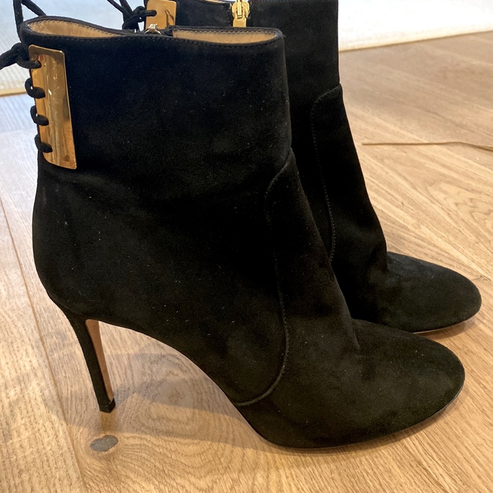 Alberto Moretti Booties Black Suede Gold Detail